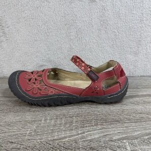 JBU by Jambu Wildflower Memory Foam Mary Jane Shoes Sz 7.5 Red Vegan Upper